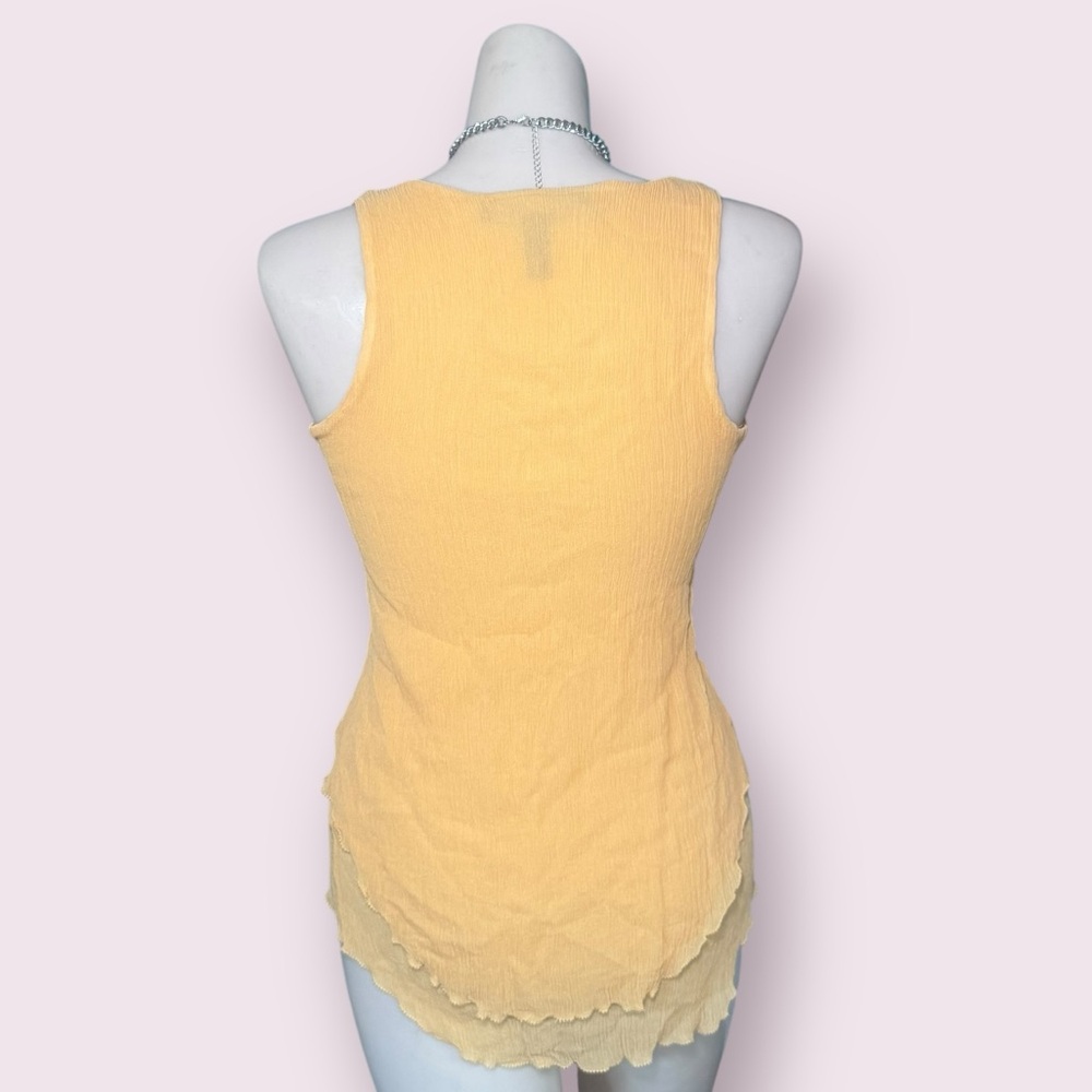Vintage 90s Y2K Pastel Orange Silk Flowy Fairy Boho Top - Picture 2 of 7